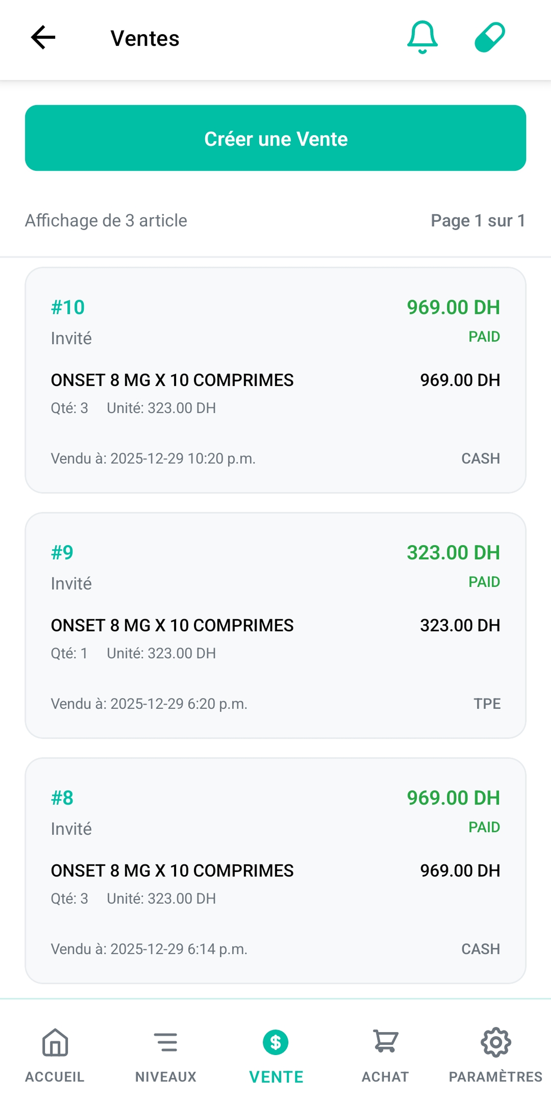 Application mobile Wellys - Ventes