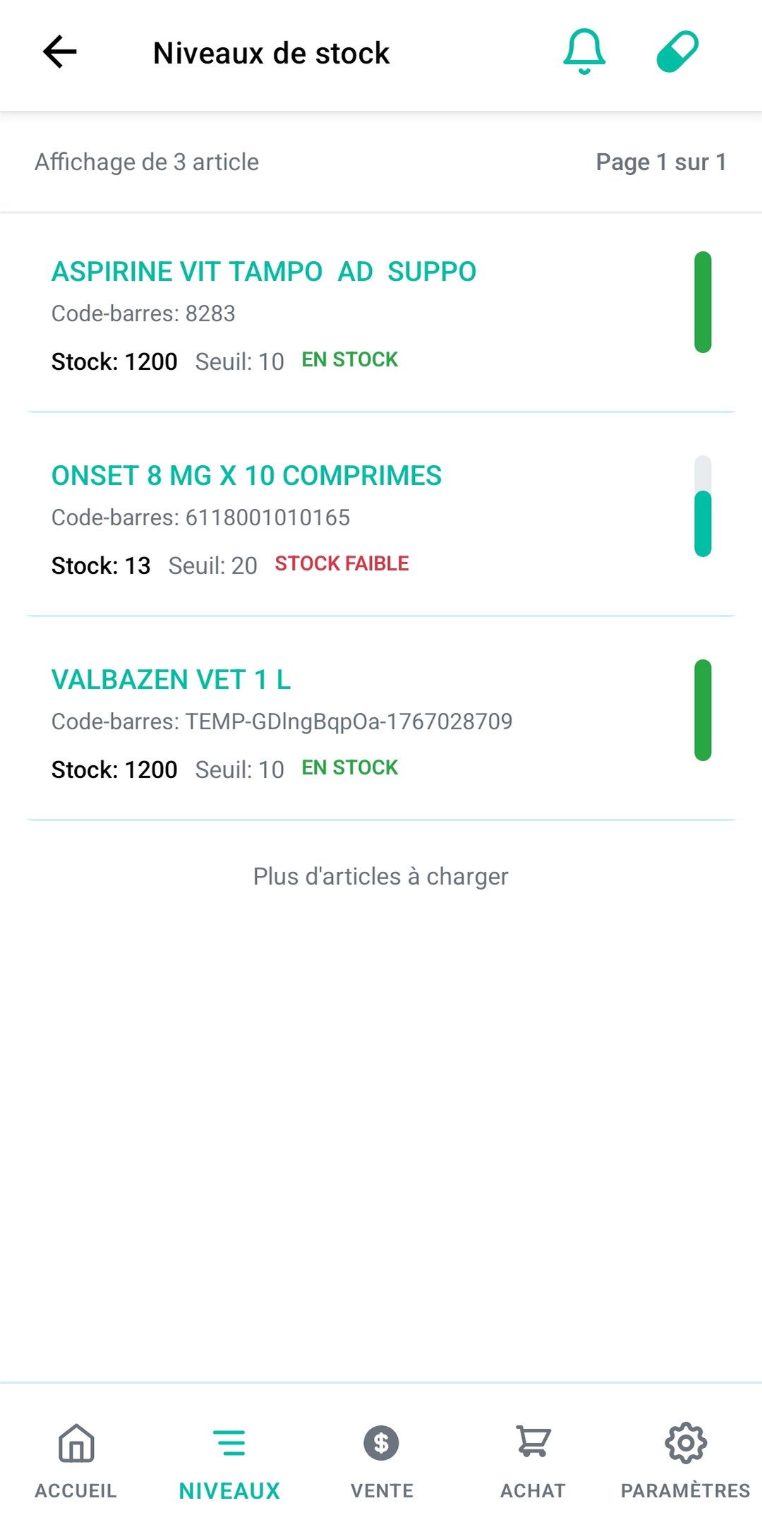 Application mobile Wellys - Stock